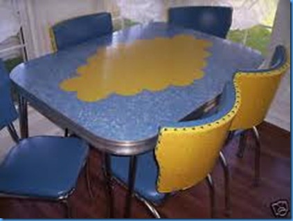 blue table and chairs