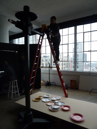The camera was pretty high up to capture all of the plates we'd set out.