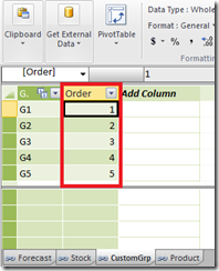 verifying the order column in CustomGrp