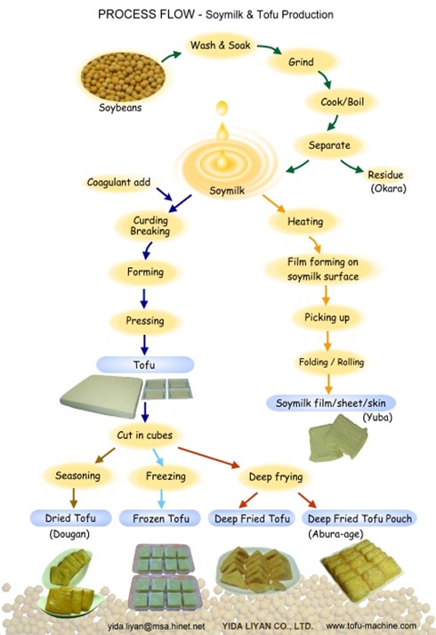 General method of fermented food production - tofu flow process