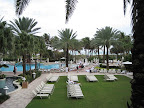 Now it's time for a beer out on the patio at Emeril's - the view from here  includes the Loews Hotel pool and the ocean beyond!
