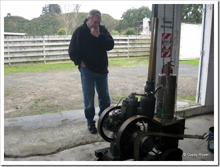 Derek examining a Pratt single cylinder 2 stroke engine.