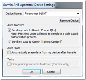 Garmin FR910XT ANT Agent Configuration