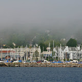 Bayfield and Fog / from ferry on the way to Madeline Island / Wisconsin