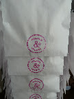 A close-up of the cookie bags, which were made with a rubber stamp from Stampworx2000. Easy and cute!