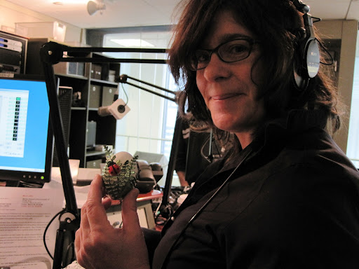Hannah shows off her climbing ladybug egg. Hannah shows off her climbing ladybug egg.