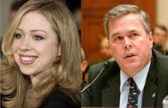 c0 Chelsea Clinton (L) and Jeb Bush (R)