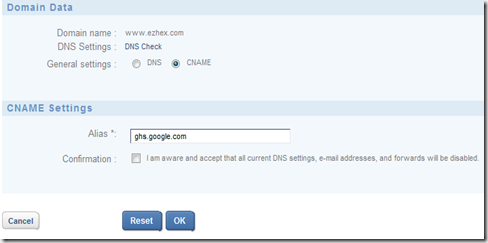 1and1 DNS settings