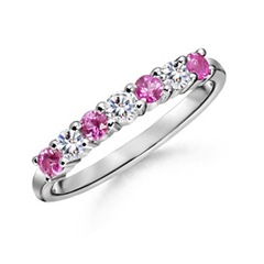 Round Pink Sapphire and Diamond Ring 