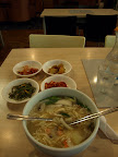 Lunch in a Korean Restaurant, it's a seafood noodle soup.