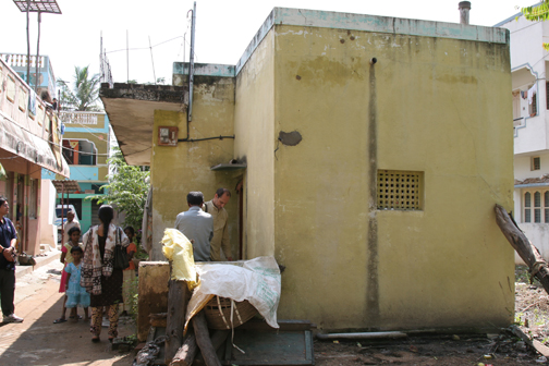 The exterior of Jayashree’s two room home.