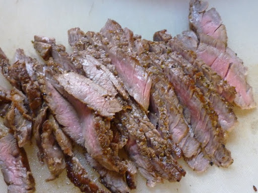 Sliced beef ready to go back into the pan to soak up some pan juices