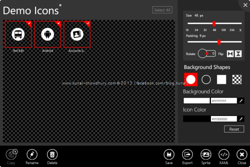 8. Syncfusion Metro Studio 2 - Edit Multiple Icons inside a Project