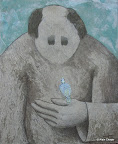 177 - Oiseau Nacré - 2007<br />
46 x 38 - Acrylique, Sable et encre de Chine sur toile