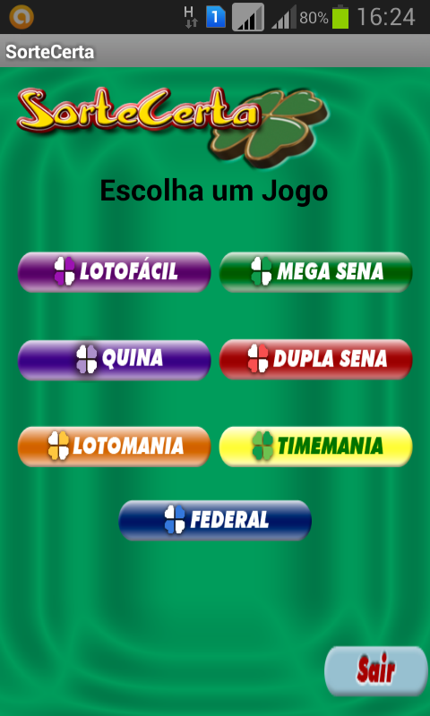 Android application SorteCerta screenshort
