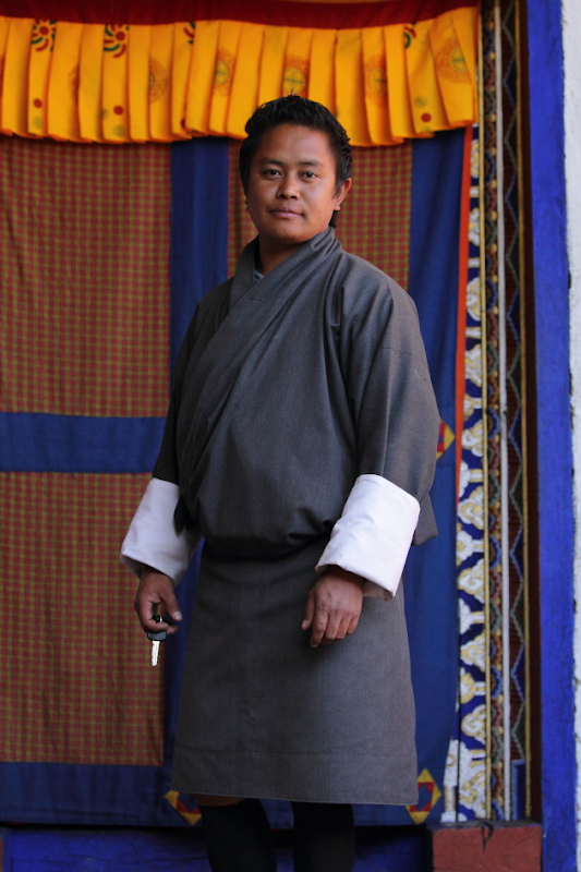 A Bhutanese Travel Guide at Kyichu Lakhang, Paro