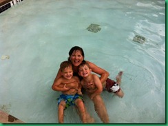 grandma and boys swimming