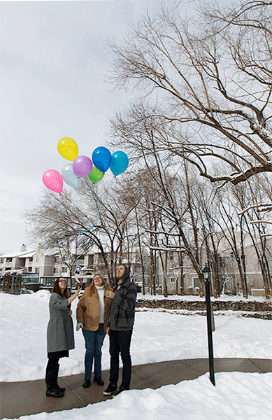 Stephanie Cook releases balloons in memory of her mother, Bobbi Campbell, who has been missing for 18 years.