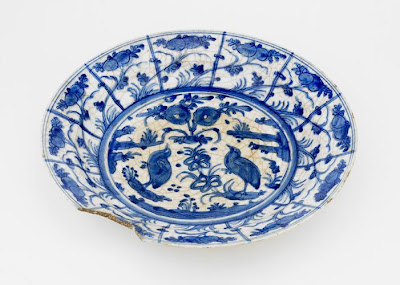 Plate | Origin:  Iran | Period: 17th century  Safavid period | Details:  Not Available | Type: Stone-paste painted under glaze | Size: W: 16.0  cm | Museum Code: S1997.62 | Photograph and description taken from Freer and the Sackler (Smithsonian) Museums.