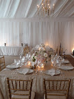Here you can see the tent with candlelight and the chandeliers above.