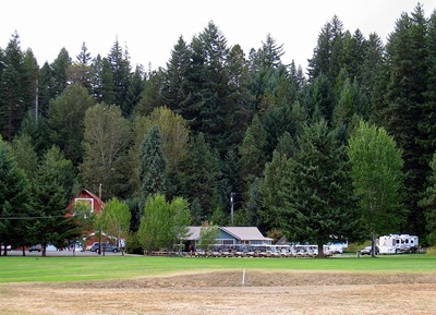 Site 13 (far right), first fairway, pro shop and golf barn.