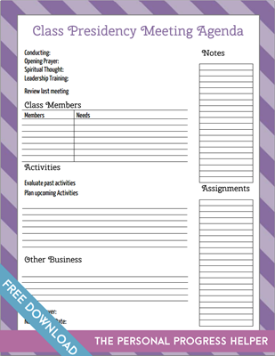 class presidency meeting agenda amp activity planning free class agendas