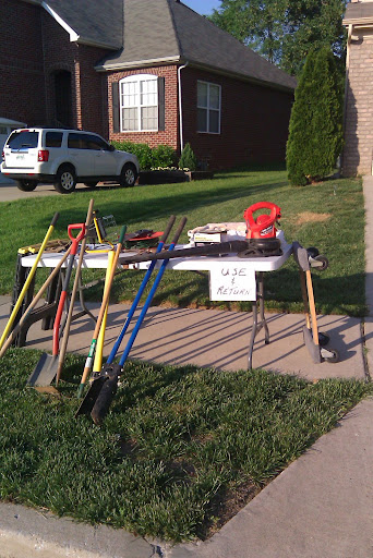 Another neighbor set up a tool table.
