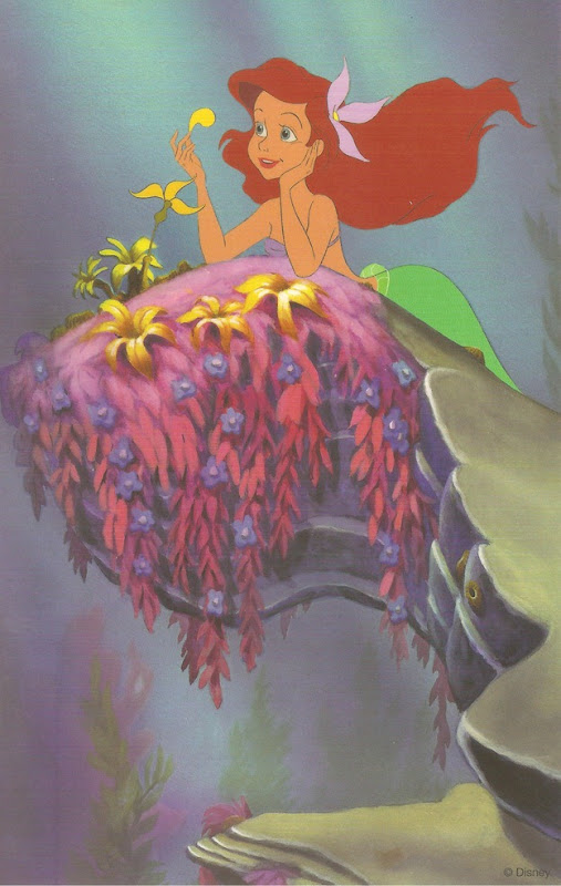 40小美人魚 艾莉兒坐在海底的岩石上 複製賽璐珞片組 迪士尼藝術家