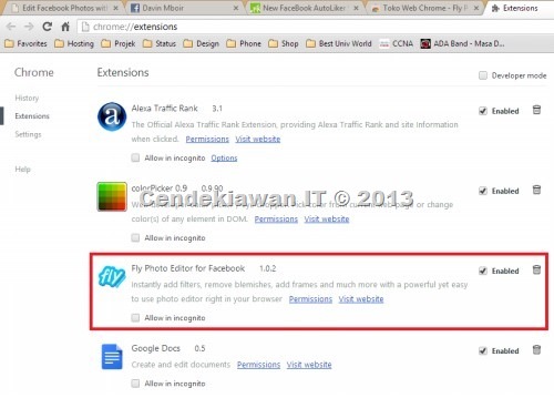 Fly Photo Editor for Facebook Extensions List