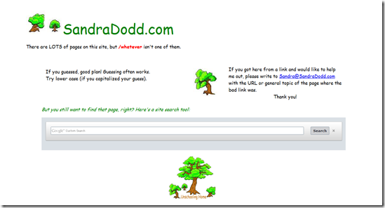 404 Error Page Design - Sandradodd