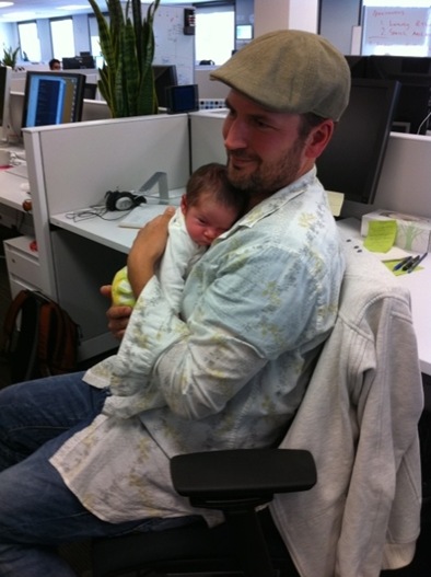 pappa with lux in office