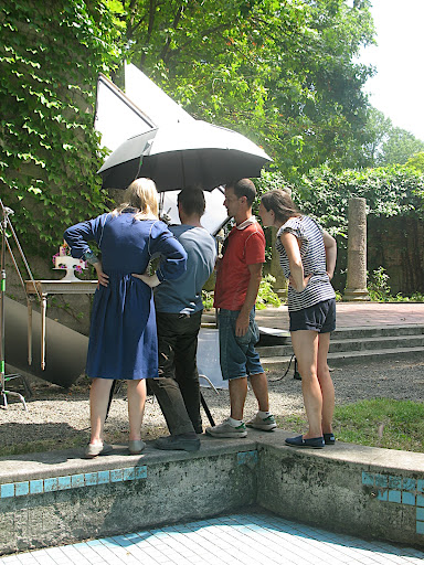 Carolyn checks out the shoot, too.