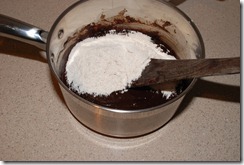 Adding dry ingredients numbered 4 to the batter