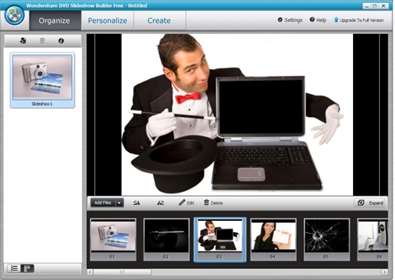 Tela do Wondershare DVD Slideshow Builder Free (Imagem do Baixaki.com.br)
