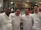 Chef Emeril was working in the kitchen all night alongside, from left to right, Chef Bernard, Emeril's Director of Culinary for Florida, Chef Jason from Emeril's Orlando, and Chef Greg from Tchoup Tchoup.
