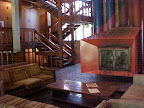 The great room fireplace supplements the wood furnace heat, and provides a cozy place to warm up after being outside.