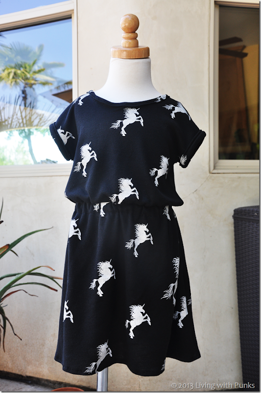 Unicorn dress with link to free 5T pattern