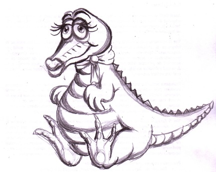 Croco aligatorul desen in creion- the female alligator deawing
