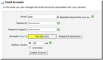 setting email account di cPanel