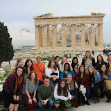 Half of our Group Poses before the Parthenon