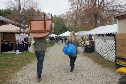 Scott and Decorating Editor Rebecca with just some of their Brimfield buys.