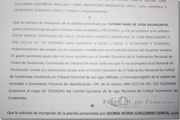 notificacion de porque no fue inscrita la planilla de susana de leon