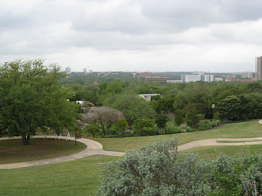 The wonderful view from the top of the hill. The garden is situated on one of the highest spots in all of San Antonio.
