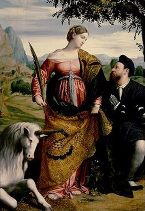 Le moretto da Brescia, St Justine à la licorne 1530 Le moretto da Brescia, St Justine à la licorne 1530