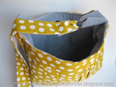 yellow and gray bag interior