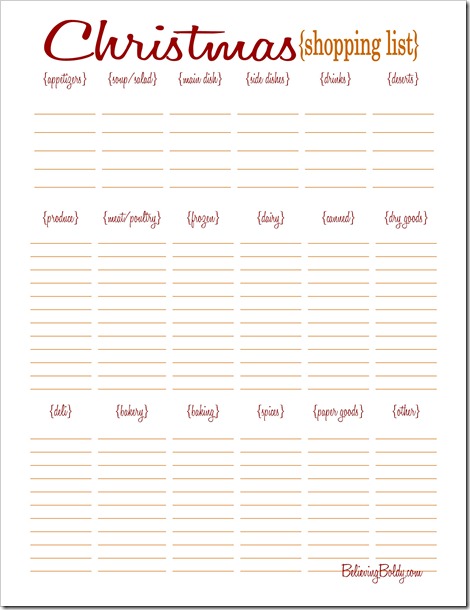 Christmas Shopping List Printable SJB