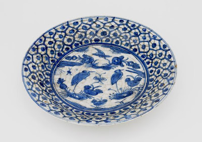 Plate | Origin:  Iran | Period: 17th century  Safavid period | Details:  Not Available | Type: Stone-paste painted under glaze | Size: W: 15.6  cm | Museum Code: S1997.63 | Photograph and description taken from Freer and the Sackler (Smithsonian) Museums.