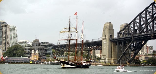 IFR - Tall Ships entering Sydney Harbour - Bridge and Luna Park in background