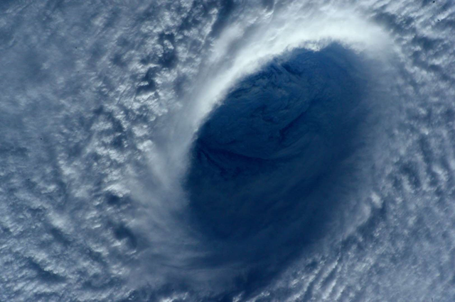 This image taken on 31 March 2015 shows Typhoon Maysak taken by astronaut Samantha Cristoforetti from the International Space Station. The Pacific Daily News newspaper in Guam reports the storm was upgraded Tuesday to a super typhoon with winds of 150 mph and was moving west-northwest at 15 mph. Officials say super Typhoon Maysak is expected to significantly weaken before reaching the Philippines around Sunday. Photo: Samantha Cristoforetti / NASA / AP Photo