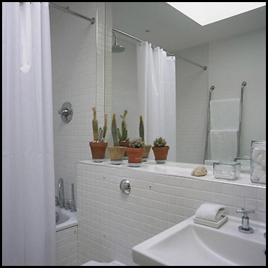 Modern  home: white tiled bathroom. Sim Used L etc 01/2004 p96